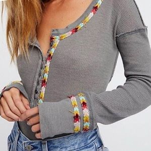 Free People rainbow Henley thermal grey